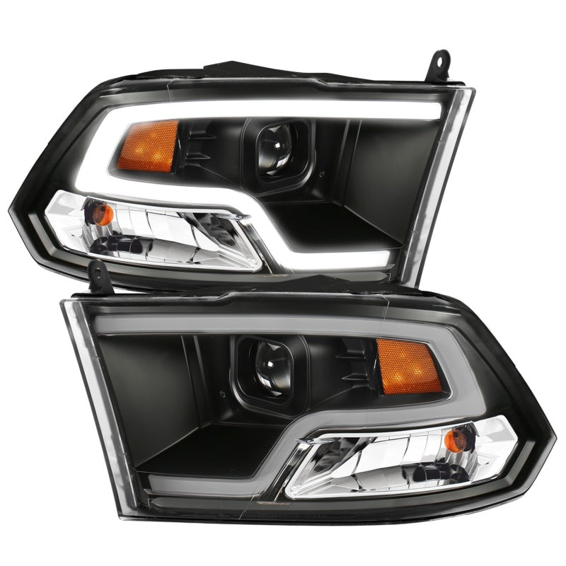 ANZO 10-18 Dodge Ram 1500 2500 3500 Plank Style Projector Headlights Black w/ Halo