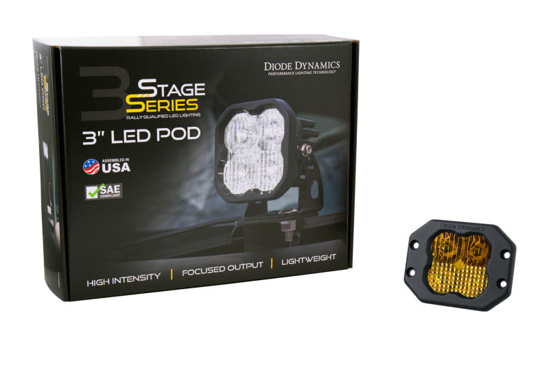Diode Dynamics SS3 LED Pod Pro - Yellow Combo Flush (Single)