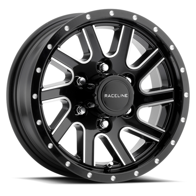 Raceline 820M Twisted 15x5in 5x114.3 BP 0mm Offset 3.19mm Bore - Black & Machined Wheel