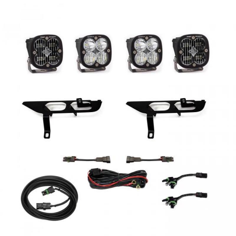 Baja Designs 2021-2022 Ford F150 Without DRL Fog Pocket Kit SAE Clear Squadron Pro Driving Combo With Toggle Switch