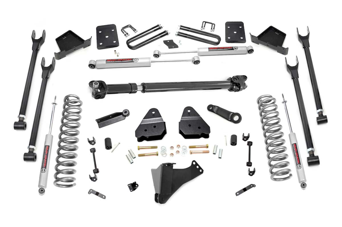 Rough Country 6 Inch Ford 4-Link Suspension Lift Kit 17-19 F-250/350 4WD w/Front Drive Shaft Diesel 4 Inch Axle w/o Overloads