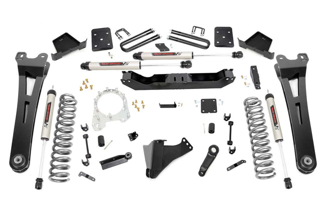 Rough Country 6 Inch Suspension Lift Kit w/Radius Arms & V2 Shocks Rear Overload Springs 3.5 Inch Diam 17-19 F-250/350 4WD Diesel