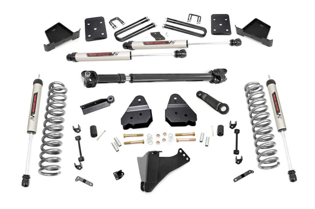 Rough Country 6 Inch Suspension Lift Kit No Overload Springs 4 Inc Axle Diameter w/Front Drive Shaft & V2 Shocks 17-19 F-250/350 4WD Diesel