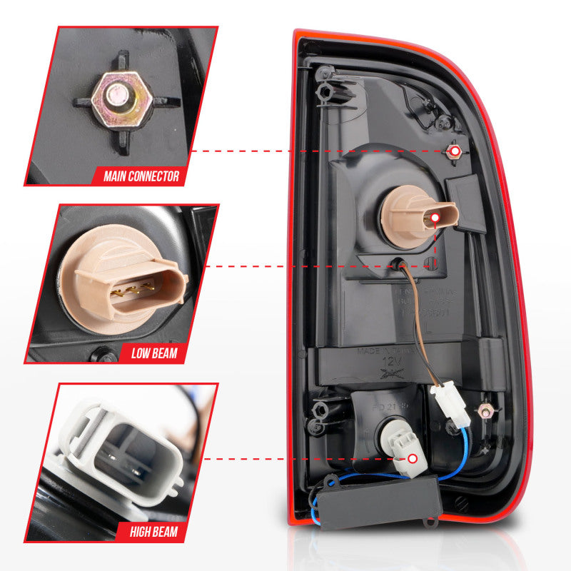 ANZO 2008-2016 Ford Super Duty LED Taillights Chrome Housing Red/Clear Lens