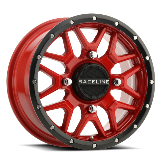 Raceline A94R Krank 14x7in 4x156 BP 10mm Offset 132.5mm Bore - Red & Black Lip Wheel