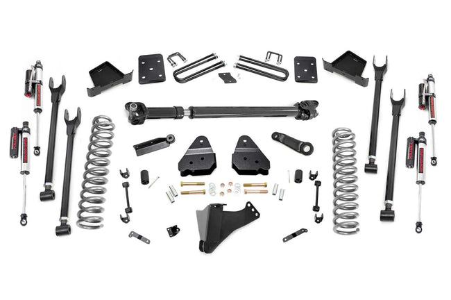 Rough Country 6 Inch Ford 4-Link Suspension Lift Kit 3.5 Inch Axle Diam Vertex Reservoir Shocks w/Front Drive Shaft 17-19 F-250 4WD Diesel w/o Overloads