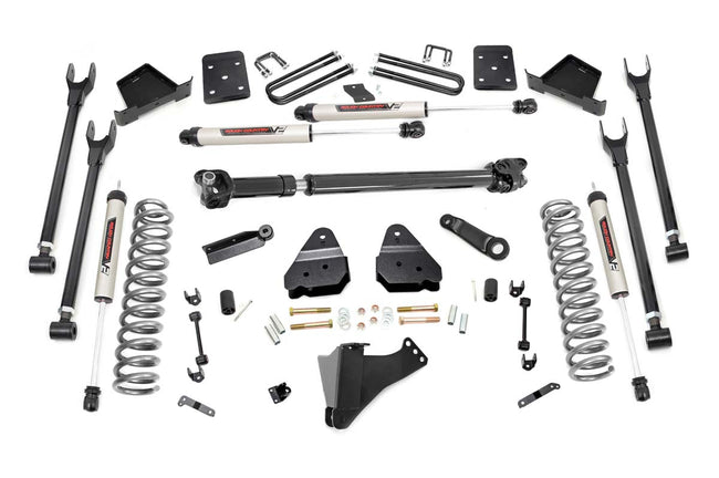 Rough Country 6 Inch Ford 4-Link Suspension Lift Kit w/V2 Shocks w/Front Drive Shaft 17-19 F-250/350 4WD Diesel