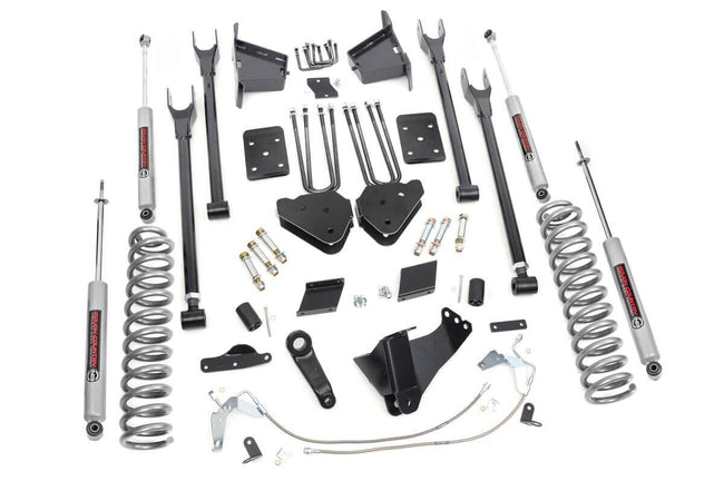 Rough Country 6 Inch Ford 4-Link Suspension Lift Kit N3 Shocks No Rear Overload Springs 15-16 F-250 4WD Diesel