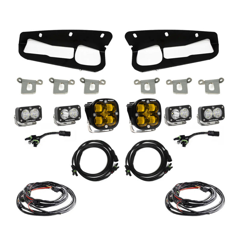 Baja Designs 2021+ Ford Bronco With Steel Bumper Amber SAE Fog Pocket Kit With Toggle Switch