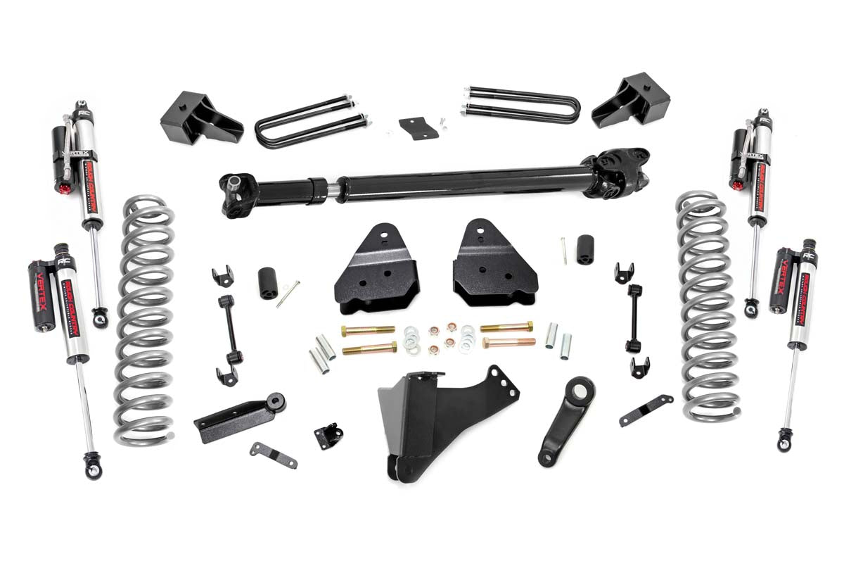 Rough Country 4.5 Inch Inch Ford Suspension Lift Kit w/ Vertex Shocks and Front Driveshaft 17-20 F-350 4WD Diesel Dually