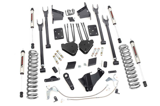 Rough Country 6 Inch Ford 4-Link Suspension Lift Kit Rear Overload Springs w/V2 Shocks 11-14 F-250 4WD