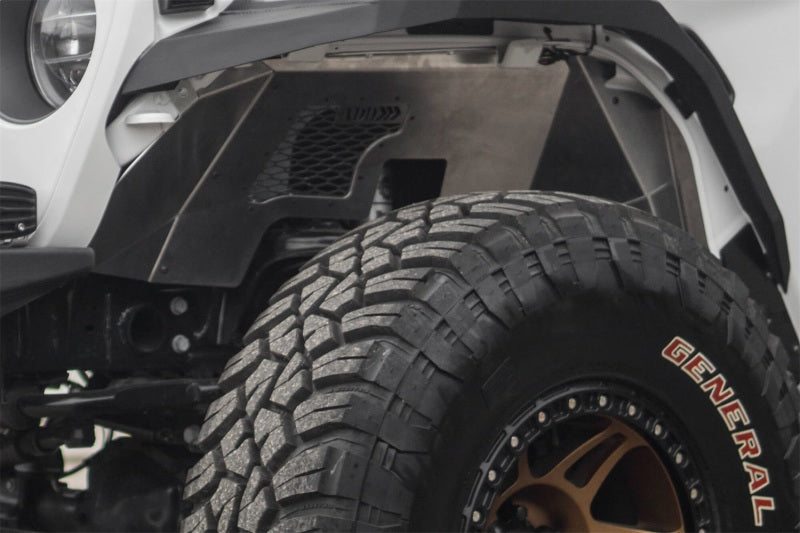 Addictive Desert Designs 18-23 Jeep Wrangler JL Raw Aluminum Rock Fighter Front Inner Fender Liner