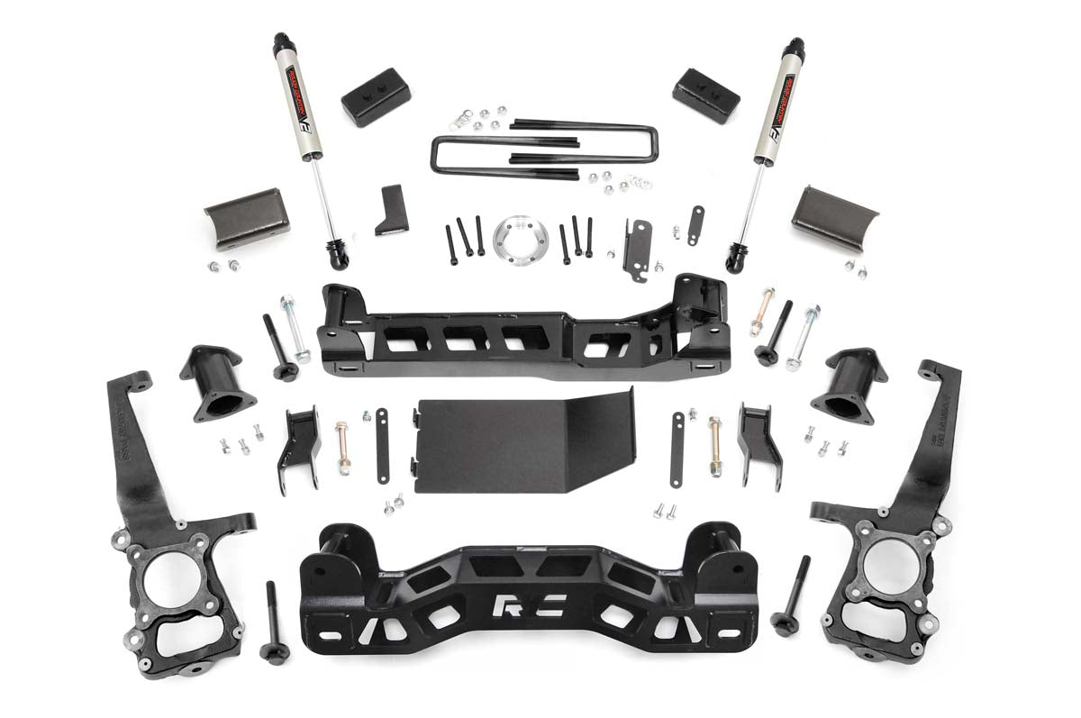 Rough Country 4 Inch Suspension Lift Kit Strut Spacers V2 Monotube Shocks 11-14 F-150 4WD