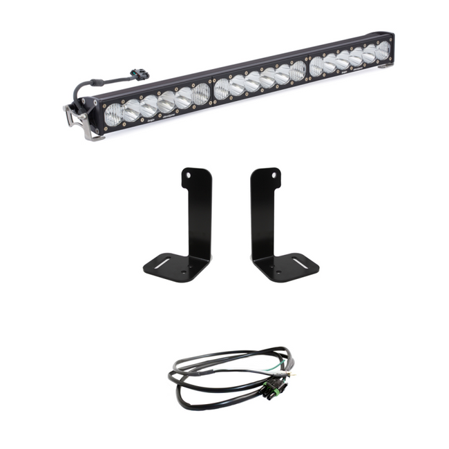 Baja Designs Jeep 2020-24 Gladiator; 2018-24 Wrangler JL with Plastic Bumper OnX6+ 30in Bumper LED Light Bar Kit w/ Upfitter