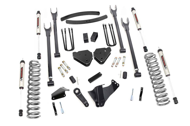 Rough Country 6 Inch Ford 4-Link Suspension Lift Kit Rear Overload Springs w/V2 Shocks 05-07 F-250/350 Gas