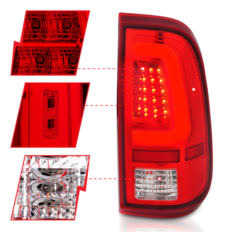 ANZO 2008-2016 Ford Super Duty LED Taillights Chrome Housing Red/Clear Lens