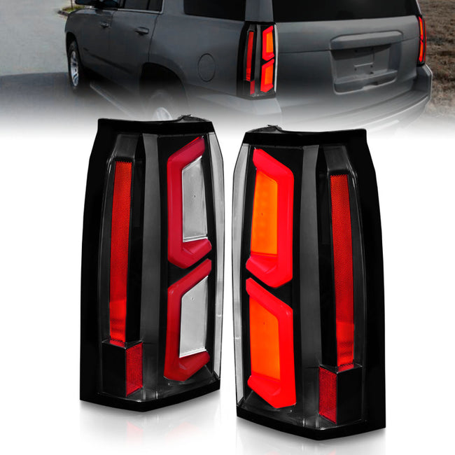 ANZO 2015-2020 Chevrolet Tahoe LED Tail Lights w/ Light Bar Black Housing Clear Lens