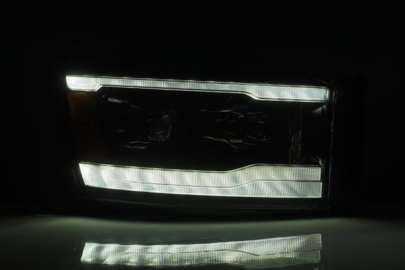 AlphaRex 06-08 Dodge Ram 1500, 2500, 3500 PRO-Series Projector Headlights Plank Style Chrome w/Seq Signal/DRL