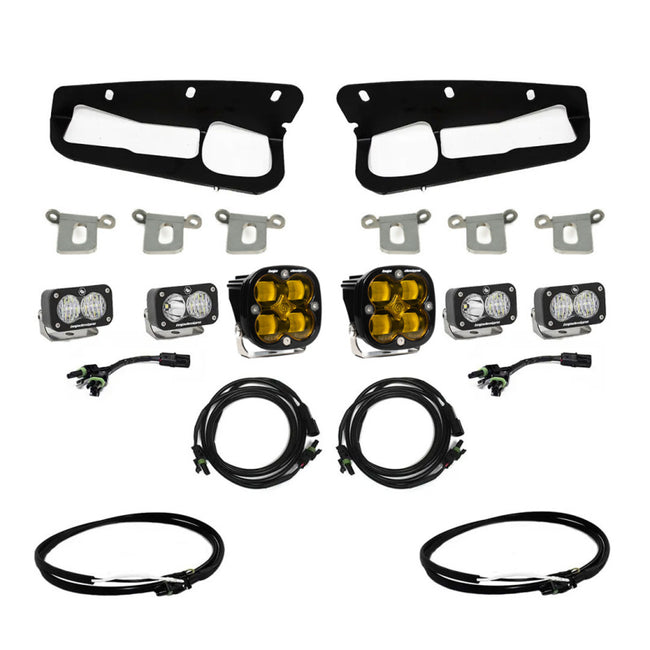 Baja Designs 2021+ Ford Bronco With Steel Bumper Amber SAE Fog Pocket Kit w/Upfitter