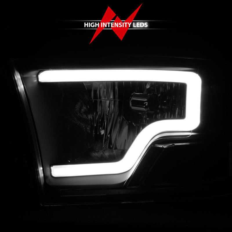 ANZO 2010-2018 Dodge Ram 1500 2500 3500 Crystal Headlights w/ Light Bar Black Housing