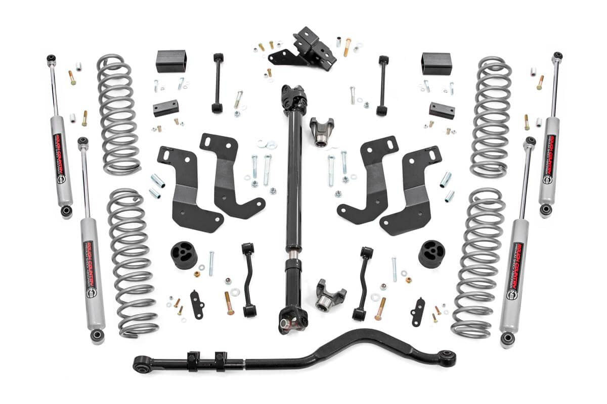 Rough Country 3.5 Inch Jeep Suspension Lift Kit Premium N3 Shocks Stage 2 Coils & Control Arm Drop 18-20 Wrangler JL-2 Door
