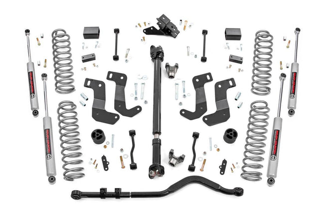 Rough Country 3.5 Inch Jeep Suspension Lift Kit Premium N3 Shocks Stage 2 Coils & Control Arm Drop 18-20 Wrangler JL-2 Door