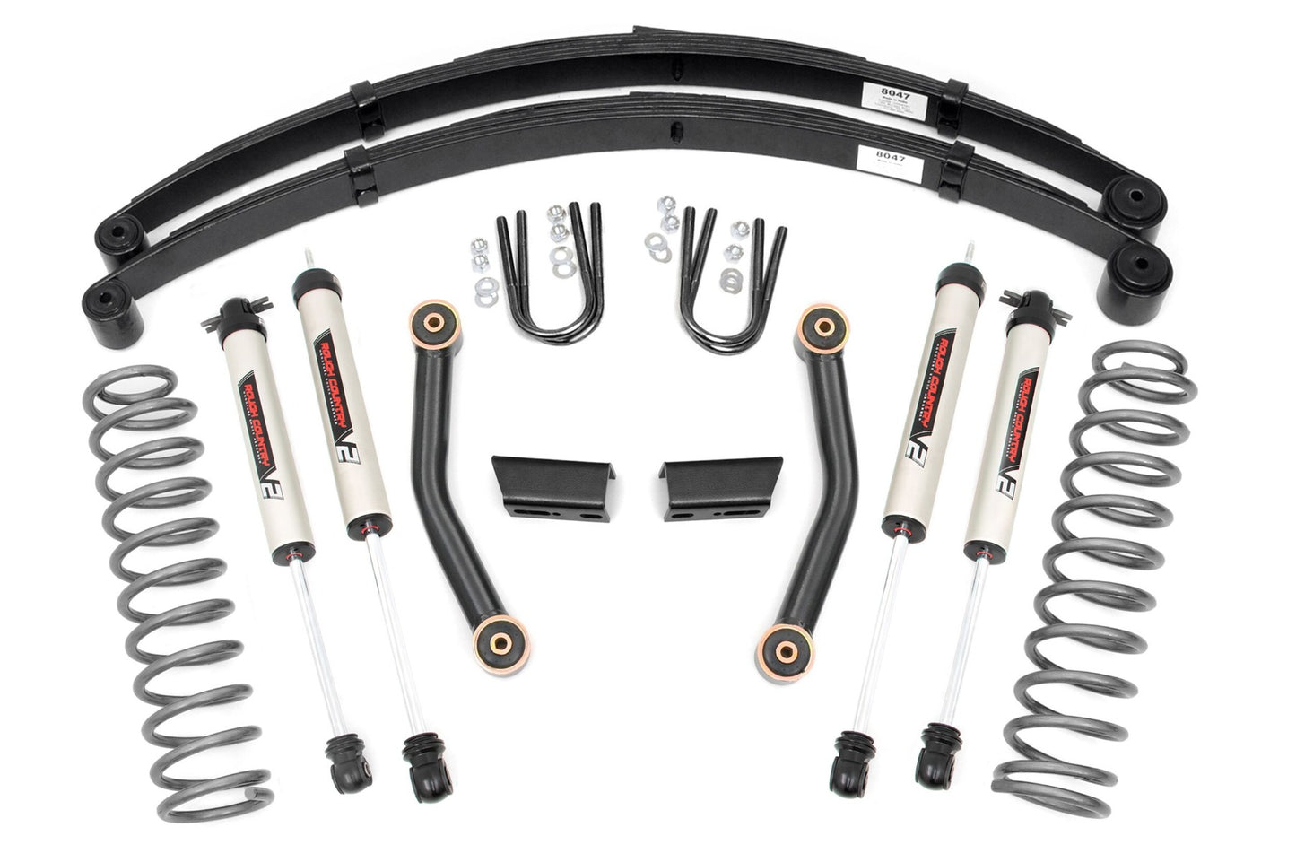 Rough Country Jeep Cherokee XJ 3 Inch Series II Suspension Lift Kit w/V2 Shocks Leaf Springs For 84-01 Jeep Cherokee XJ