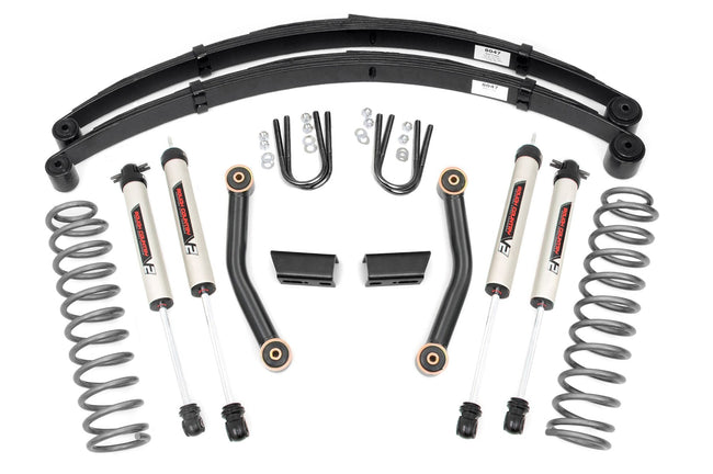 Rough Country Jeep Cherokee XJ 3 Inch Series II Suspension Lift Kit w/V2 Shocks Leaf Springs For 84-01 Jeep Cherokee XJ