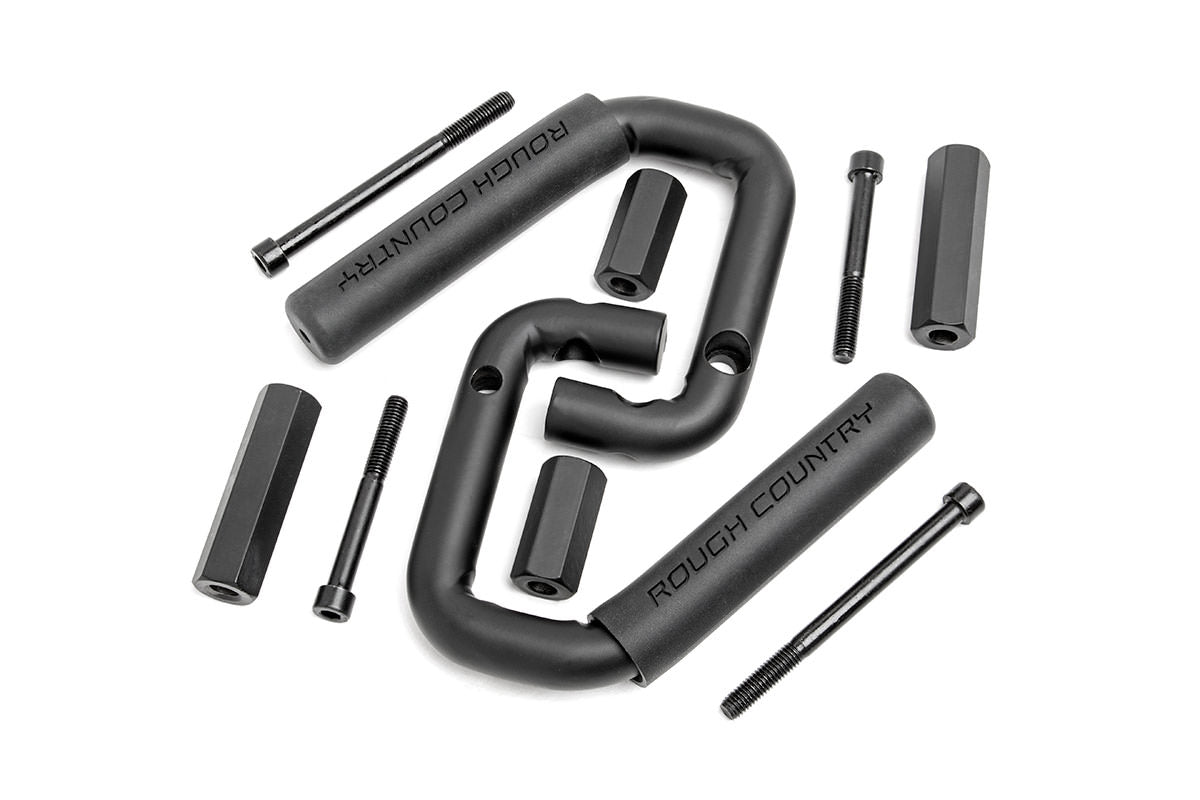 Rough Country Jeep Front Solid Steel Grab Handles 07-18 Wrangler JK Black