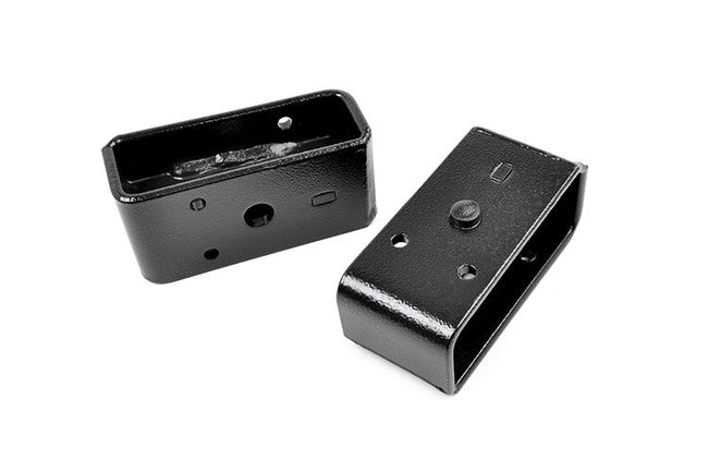 Rough Country 2 Inch Rear Lift Blocks Single 9/16 Inch Pin Blocks 2.5-inches Wide Powdercoated Black Sold as a Pair