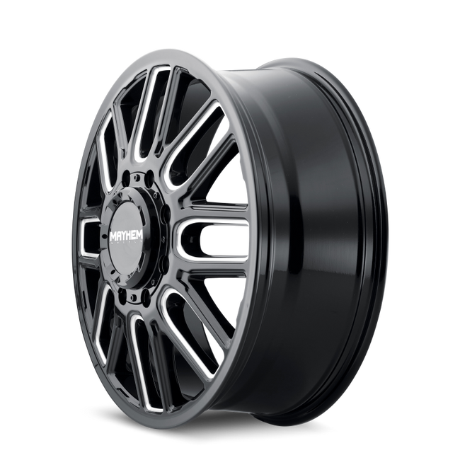 Mayhem 8107D Cogent Dually 22x8.25 / 8x200 BP / 115mm Offset / 142mm Hub Black w/ Milled Spokes Wheel