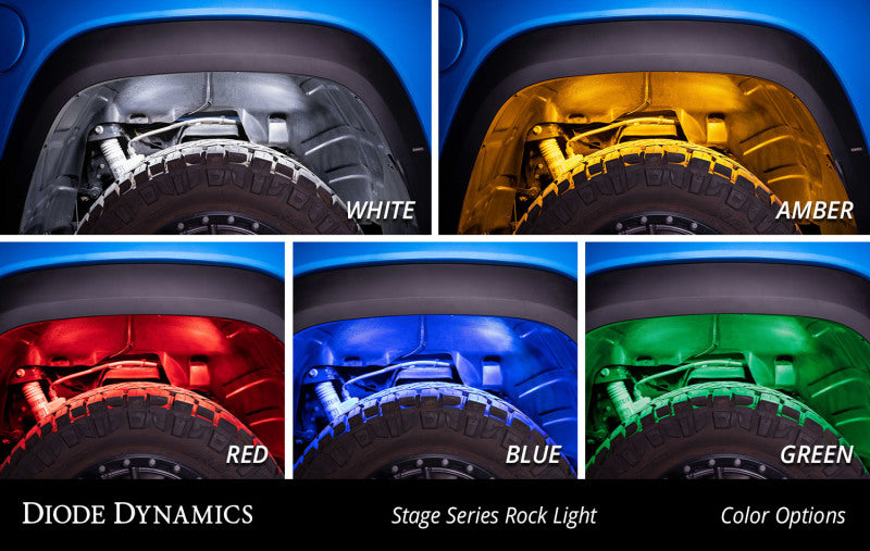Diode Dynamics Stage Series Single Color LED Rock Light - Amber Hookup (one)