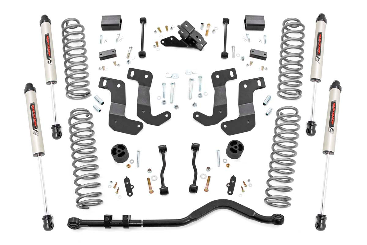 Rough Country 3.5 Inch Jeep Suspension Lift Kit Control Arm Drop & V2 Shocks 18-20 Wrangler JL