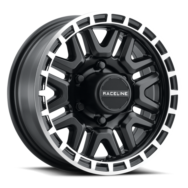 Raceline 953BM Krank 15x6in 6x139.7 BP 0mm Offset 4.25mm Bore - Black & Machined Wheel