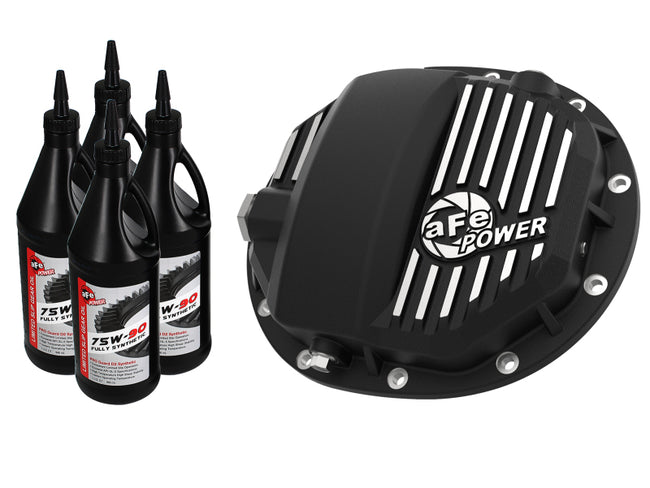 aFe Pro Series AAM 9.5/9.76 Rear Diff Cover Black w/Mach Fins & Oil 14-19 GM Silverado/Sierra 1500
