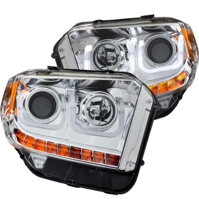 ANZO 2014-2021 Toyota Tundra Projector Headlights w/ U-Bar Chrome w/ DRL