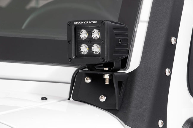 Rough Country Jeep Lower Windshield Light Mounts 07-18 Wrangler JK For 70903, 70903BL, 70804