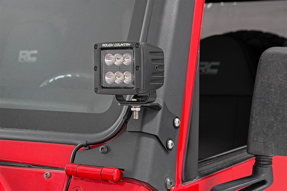 Rough Country Jeep Lower A-Pillar Light Mounts 97-06 Wrangler TJ