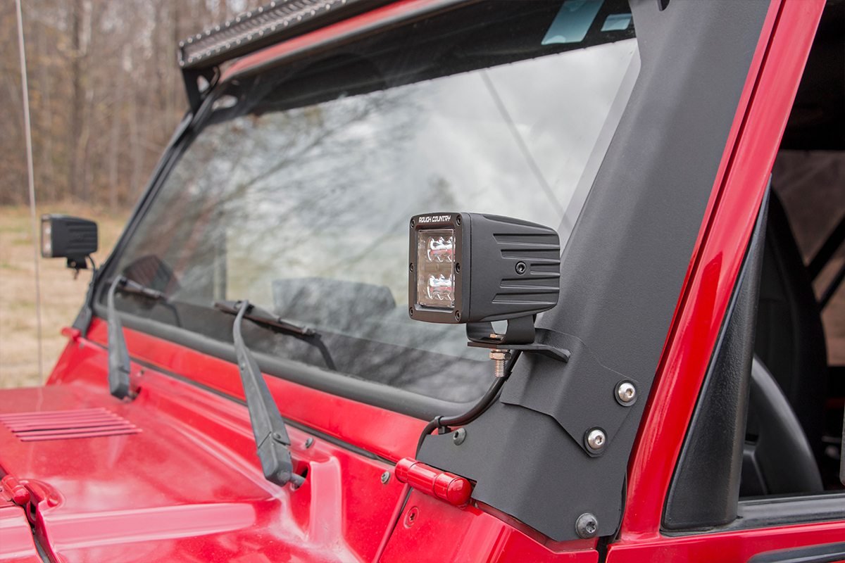 Rough Country Jeep Lower A-Pillar Light Mounts 97-06 Wrangler TJ