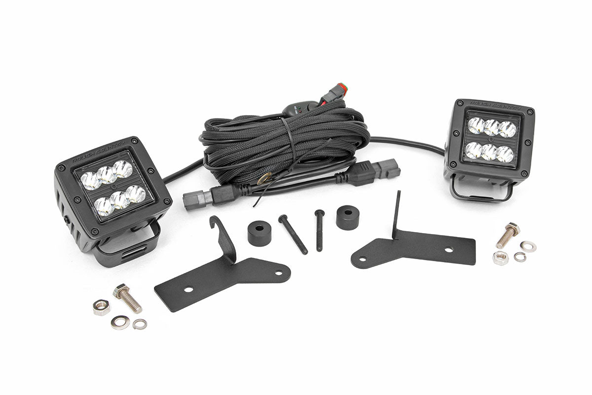 Rough Country Jeep JL/Gladiator 2 Inch LED Lower Windshield Kit Black Series For 18-23 Wrangler JL/20-23 Gladiator