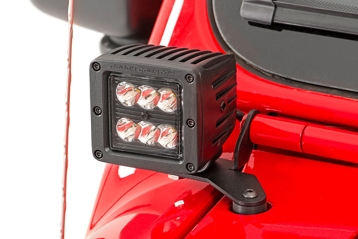 Rough Country Jeep JL/Gladiator 2 Inch LED Lower Windshield Kit Black Series For 18-23 Wrangler JL/20-23 Gladiator