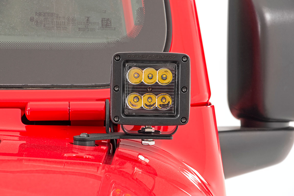Rough Country Jeep JL/Gladiator 2 Inch LED Lower Windshield Kit Black Series For 18-23 Wrangler JL/20-23 Gladiator