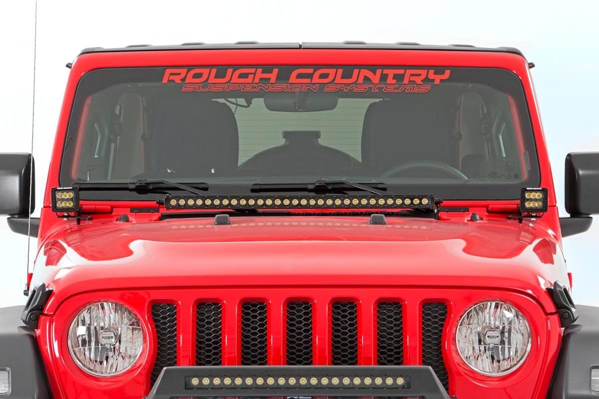 Rough Country Jeep 30 Inch LED Hood Kit 18-23 Wrangler JL, 20-23 Gladiator JT Black-Series
