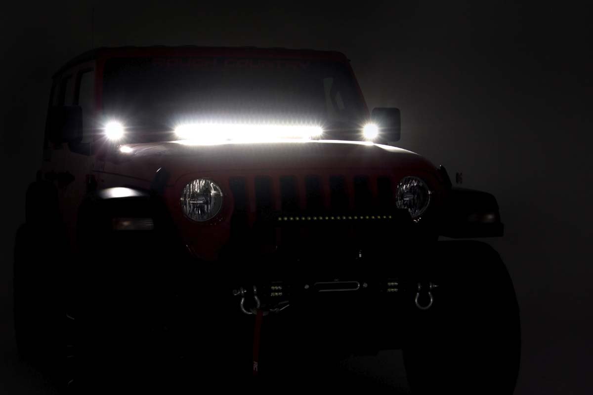 Rough Country Jeep 2 Inch LED Cube Easy-Mount Kit 18-23 Wrangler JL/ 20-23 Gladiator-Black Series w/White DRL