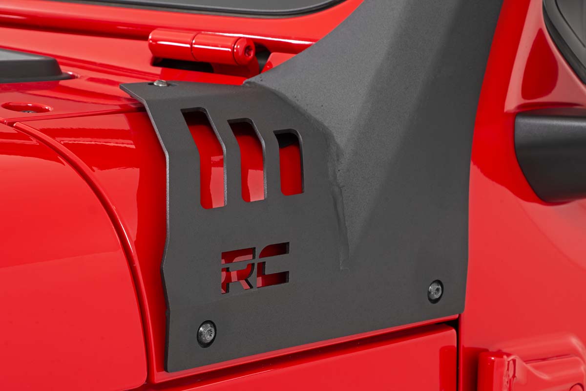 Rough Country Jeep 50-Inch Straight LED Light Bar Upper Windshield Kit w/ Single-Row Black Series LED 2020-2023 Gladiator JT, 18-23 Wrangler JL