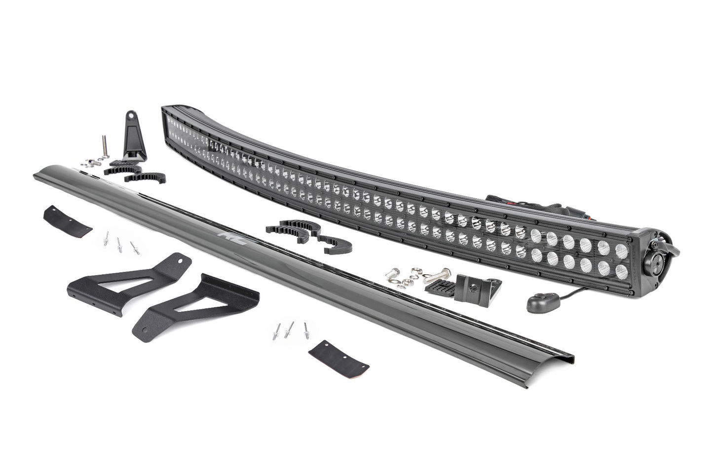 Rough Country Jeep 50-inch Black Series Curved LED Light Bar Upper Windshield Kit 84-01 Jeep XJ Cherokee