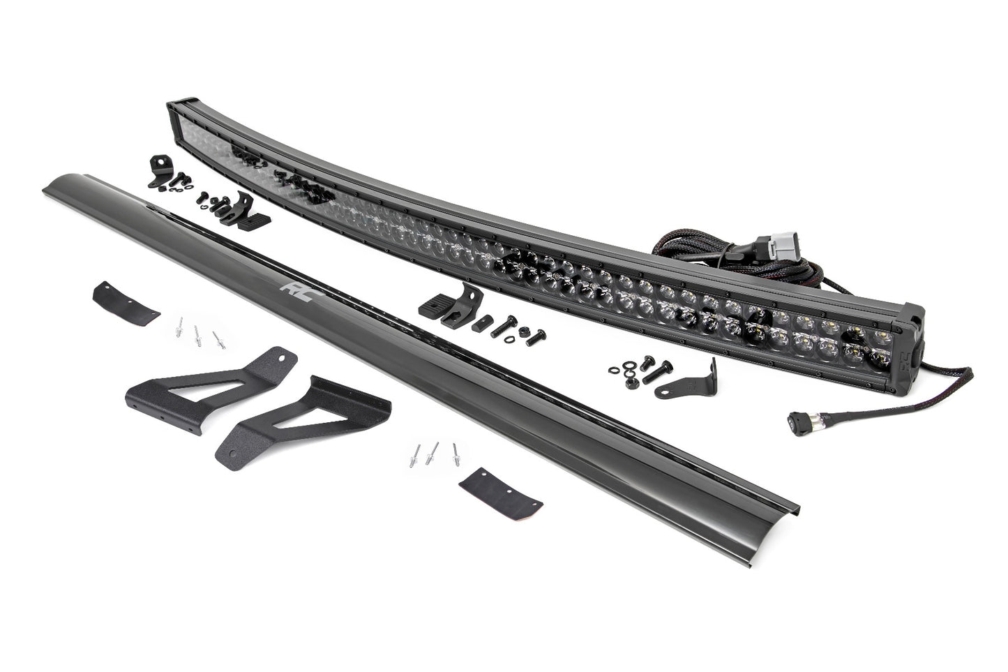 Rough Country Jeep 50-inch Black Series Curved LED Light Bar w/DRL Upper Windshield Kit 84-01 Jeep XJ Cherokee