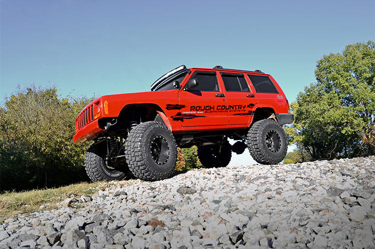 Rough Country Jeep 50-inch Black Series Curved LED Light Bar w/DRL Upper Windshield Kit 84-01 Jeep XJ Cherokee