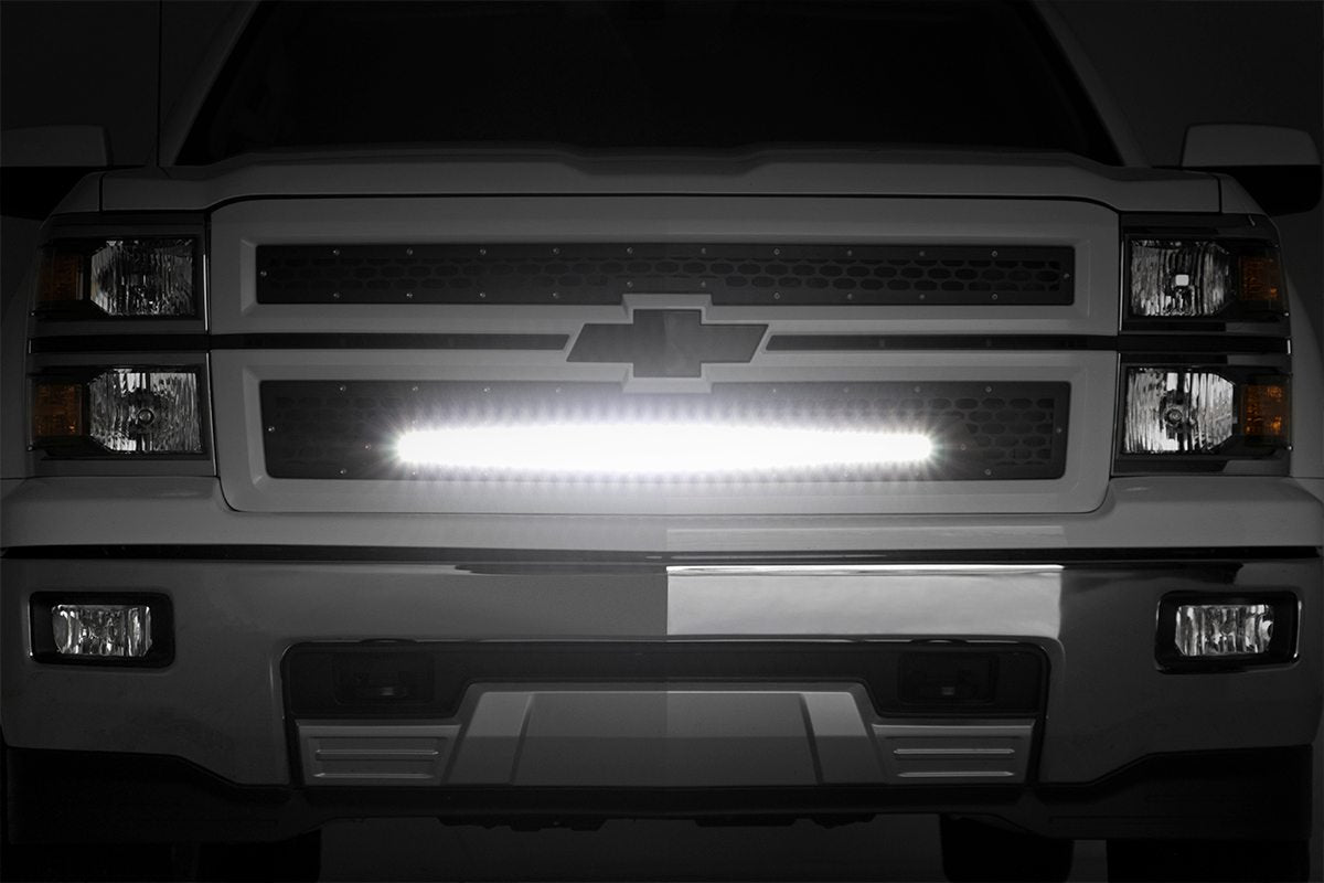 Rough Country Mesh Grille w/30 Inch Black Series LED 14-15 Silverado 1500