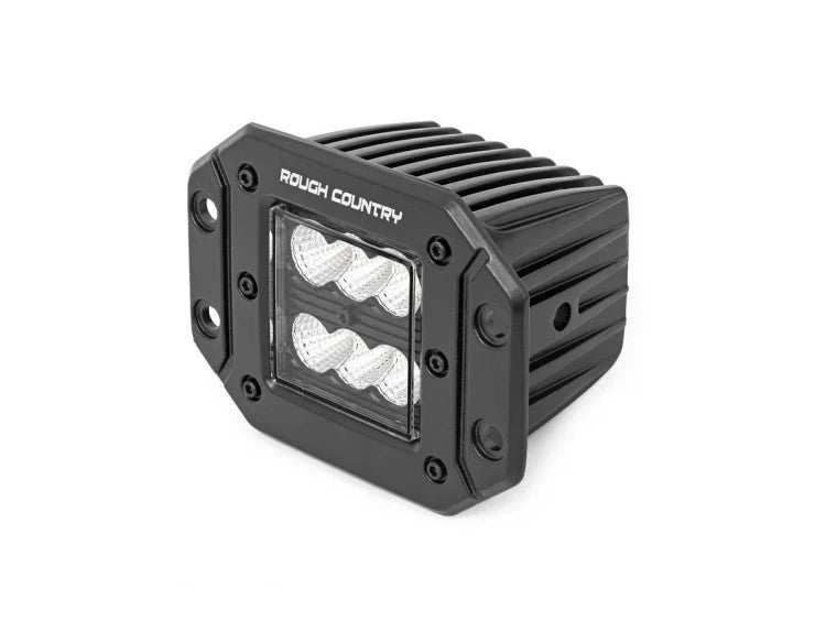 Rough Country 2 Inch Square Flush Mount Cree LED Lights Pair Black Series, Flood Beam